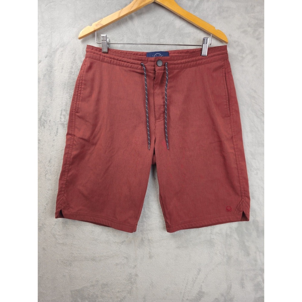 Even Tide Mens Size 33x10 Inseam 10" Burnt Red Hybrid Shorts Drawstring